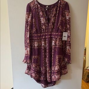 NWT Free People Purple Floral Mini Dress